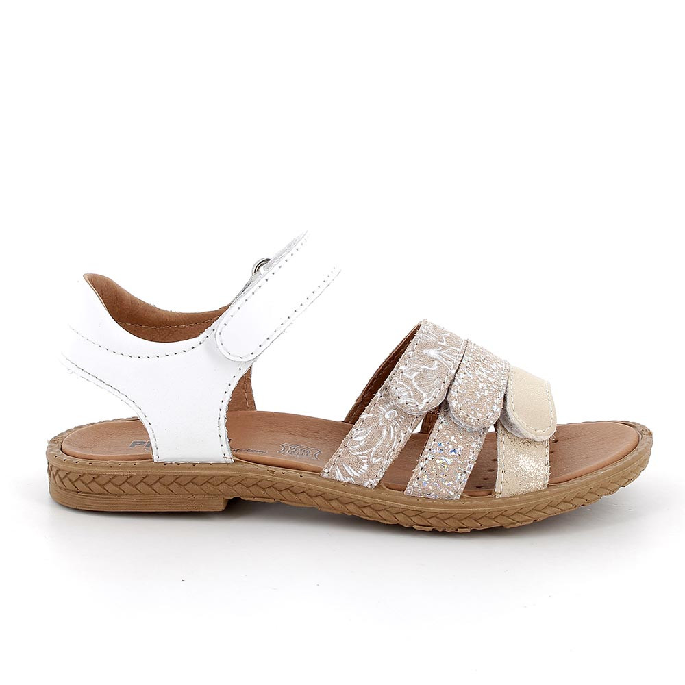 Sandals for girls white and beige with velcro