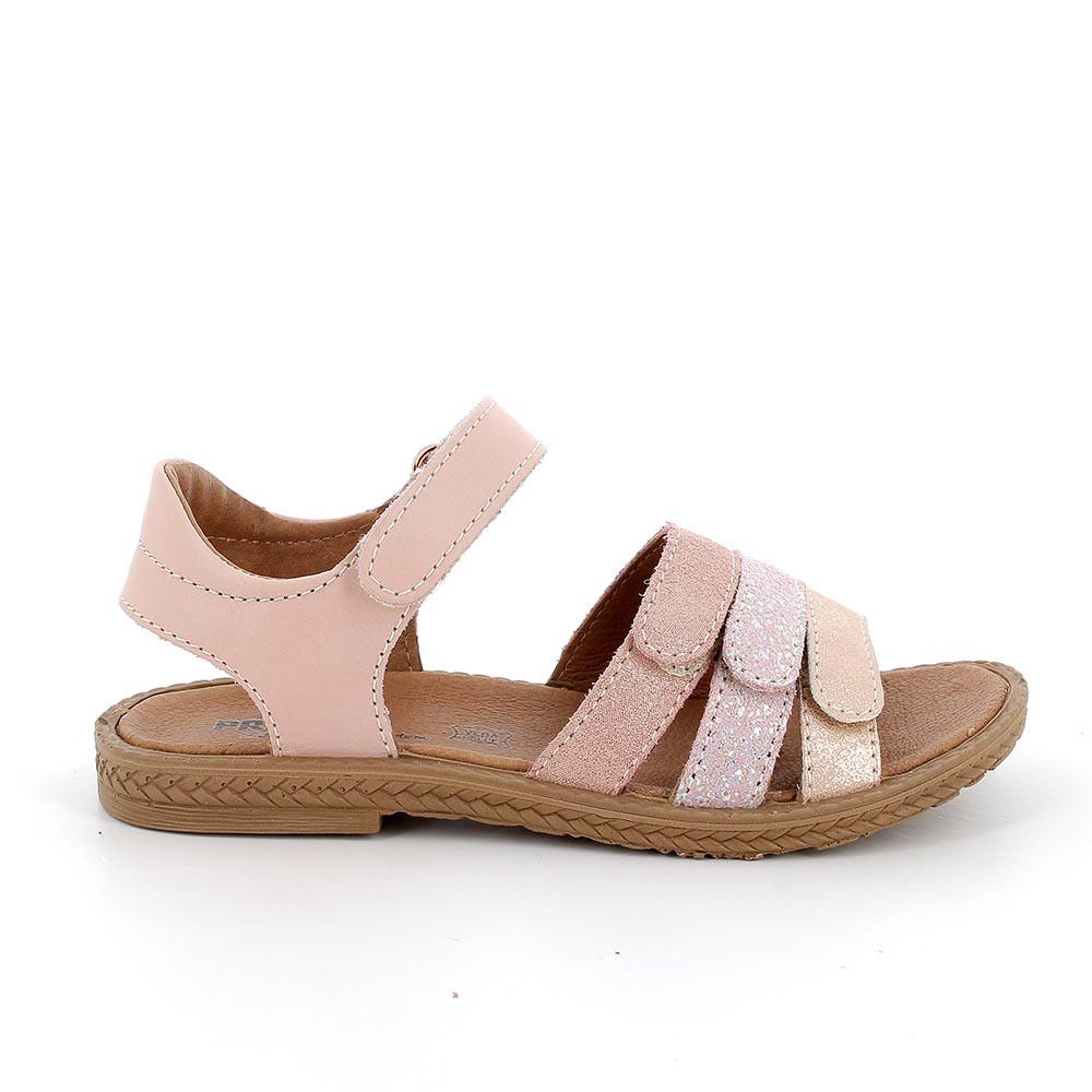 Sandals for girls pink and beige with velcro