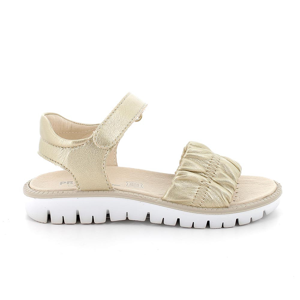 Sandalia para niña platino con velcro