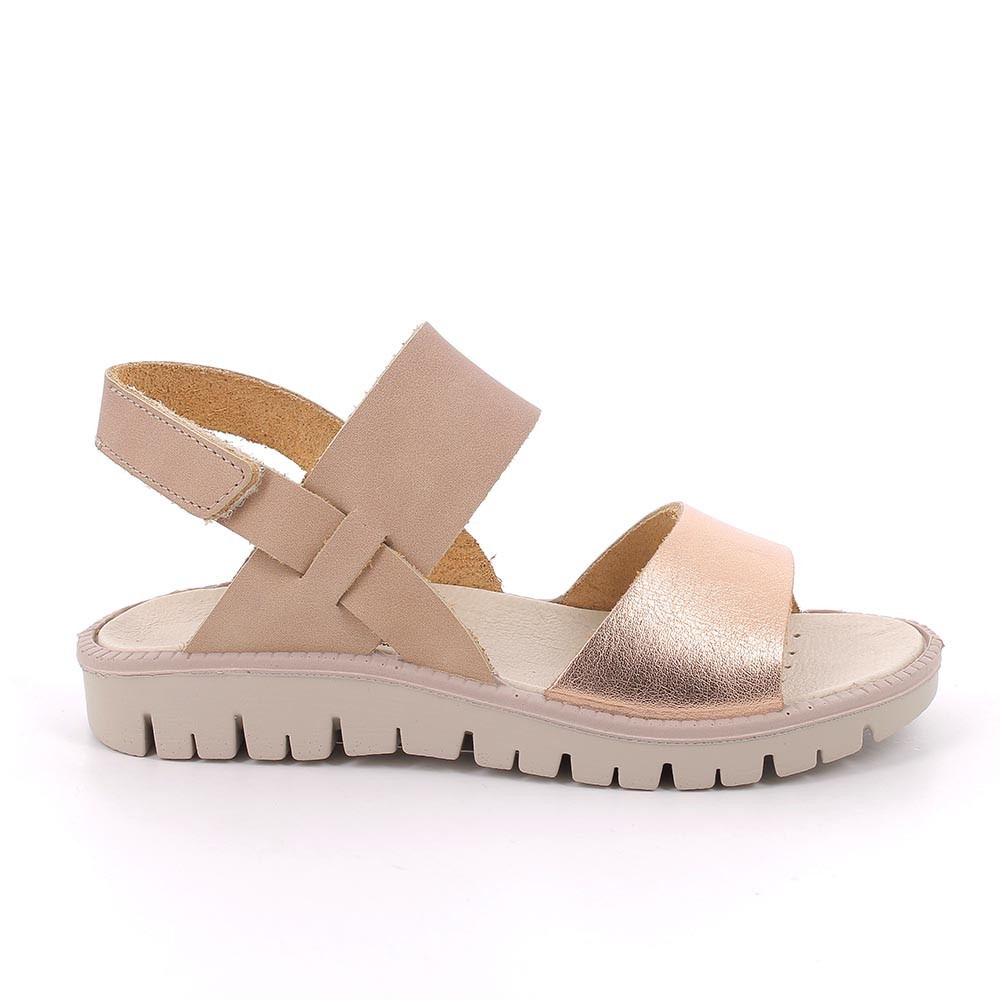Sandale pour fille beige et rose avec velcro