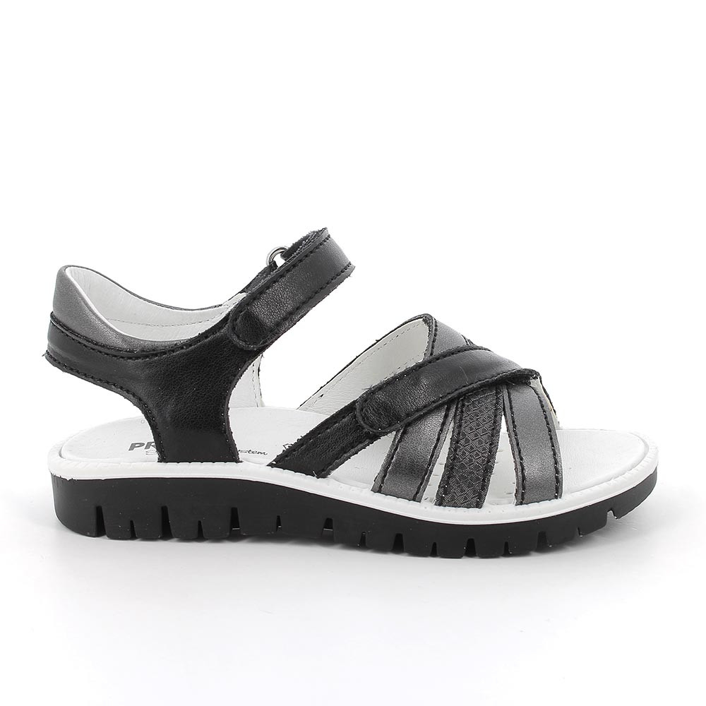 Sandals for girls black and grey with velcro