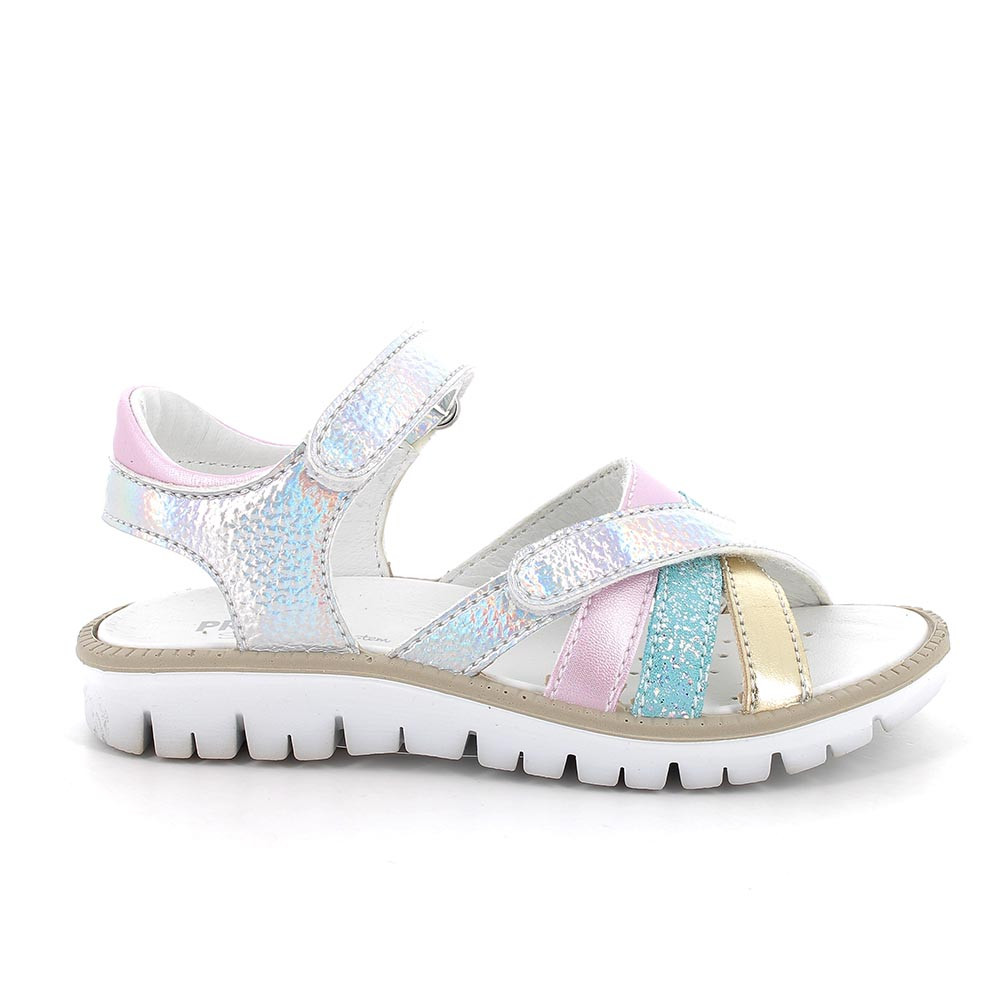Sandals for girls silver and sky blue with velcro