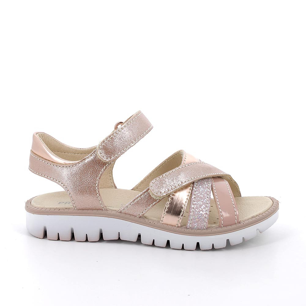 Sandals for girls pink and beige with velcro