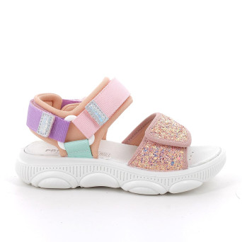 Sandale pour fille rose et beige avec velcro Sandale pour fille rose et beige avec velcro