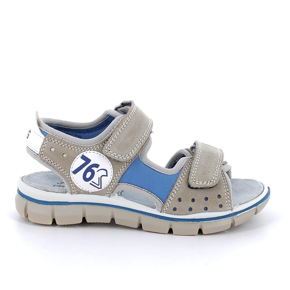 Sandale pour garçon beige et bleu clair avec velcro