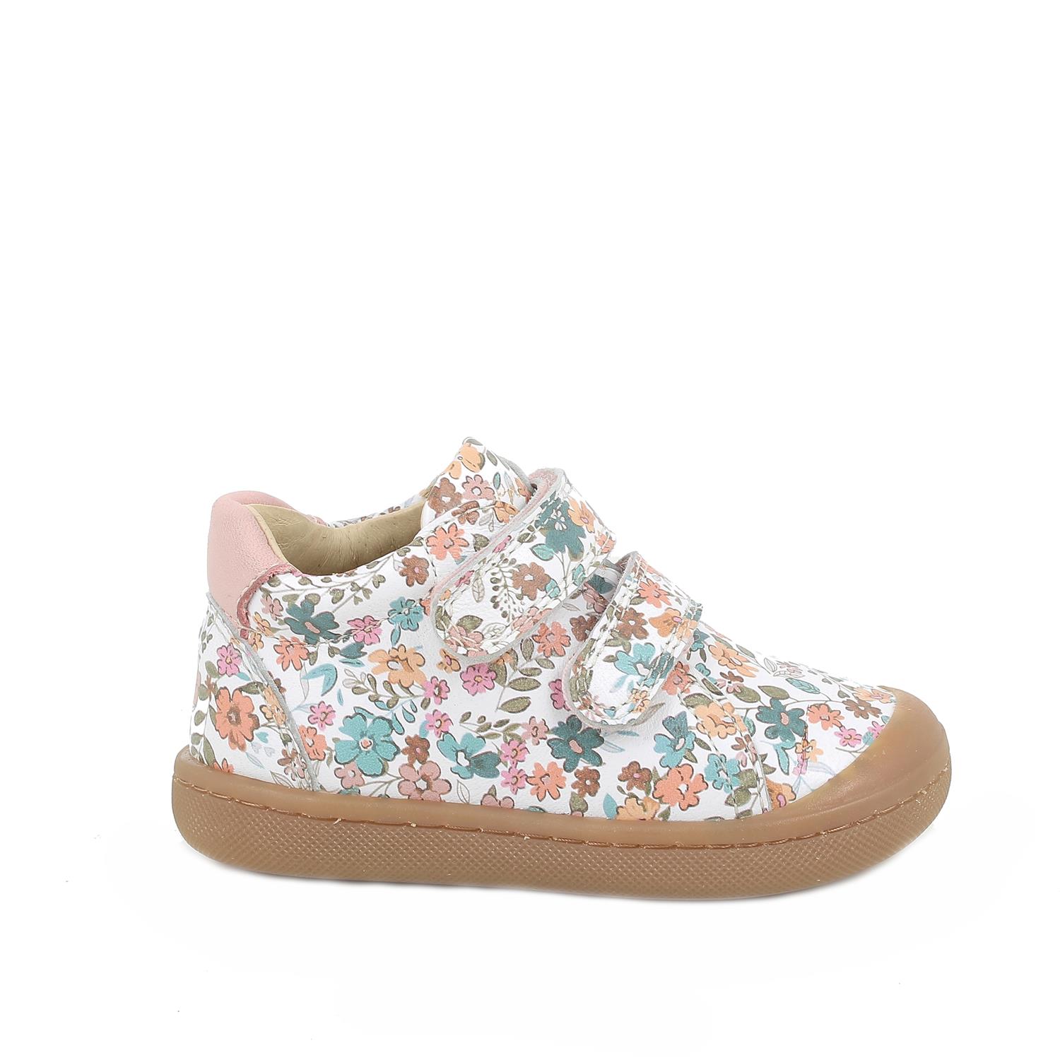 Zapato para niña blanco y rosa con velcro