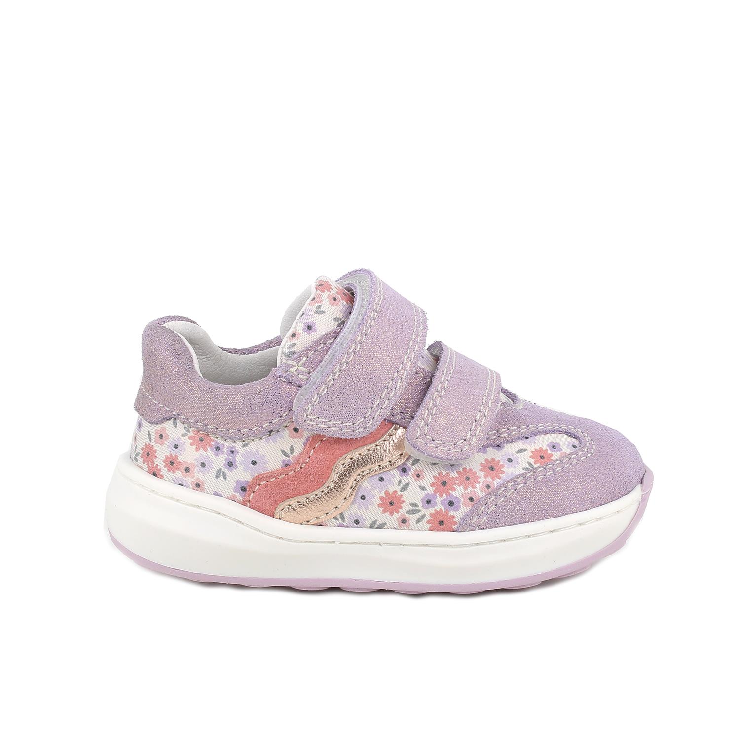 Полуботинки для девочек,красный/белый мультиколор блестящий