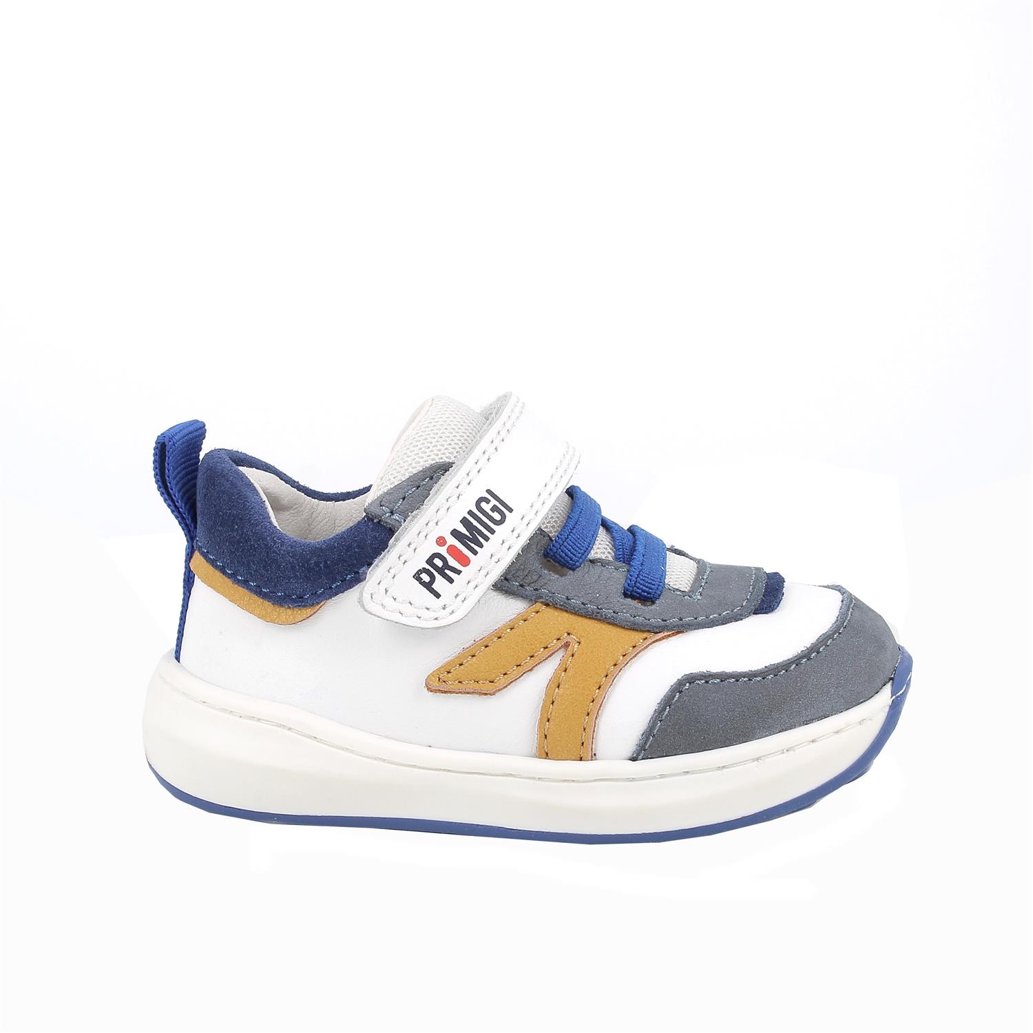 Sneaker pour garçon blanc et bleu avec velcro