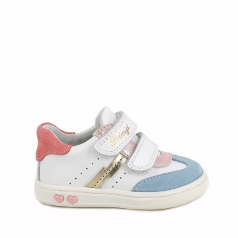 Deportivo para niña blanco y rosa con velcro Deportivo para niña blanco y rosa con velcro