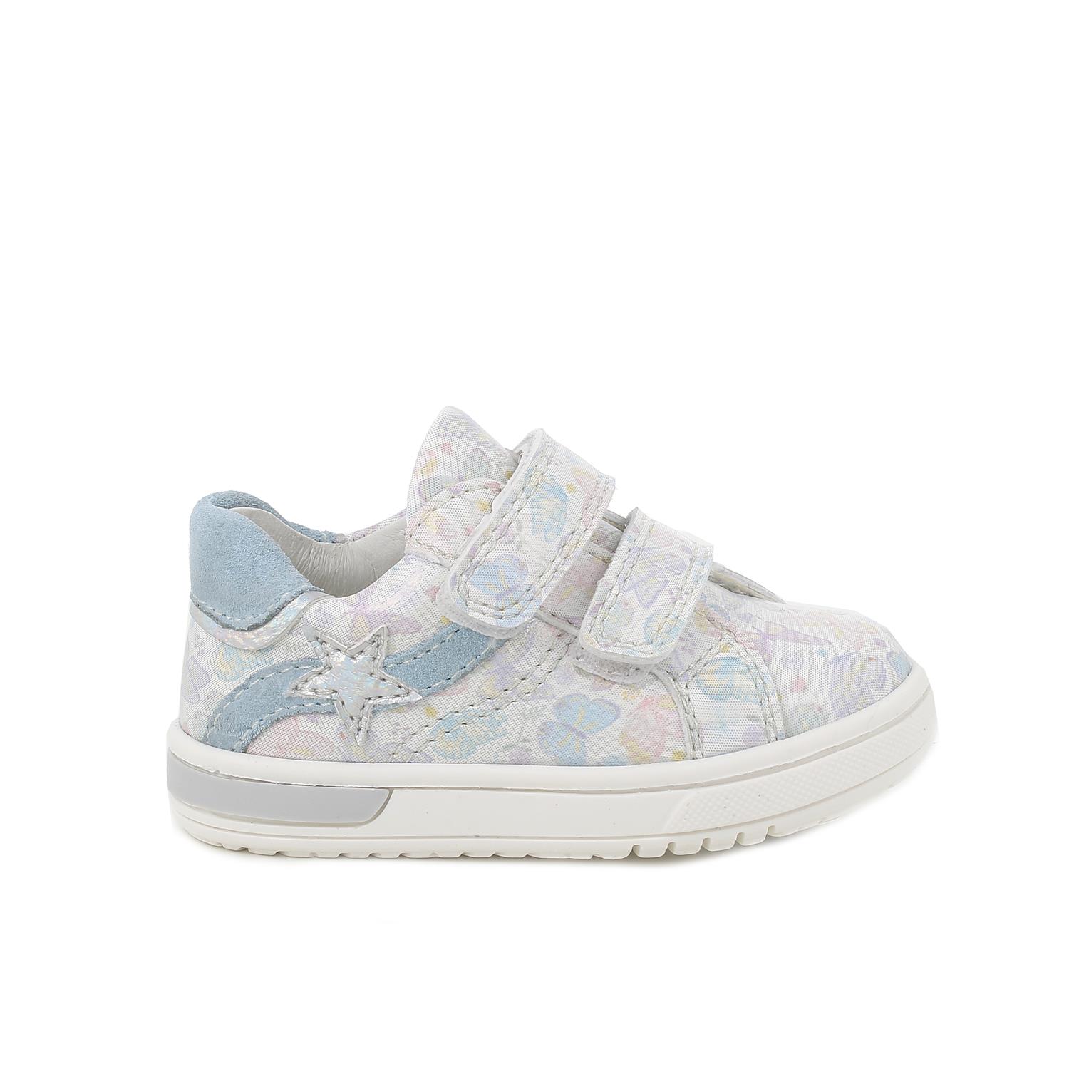 Chaussure pour fille blanc et bleu clair avec velcro