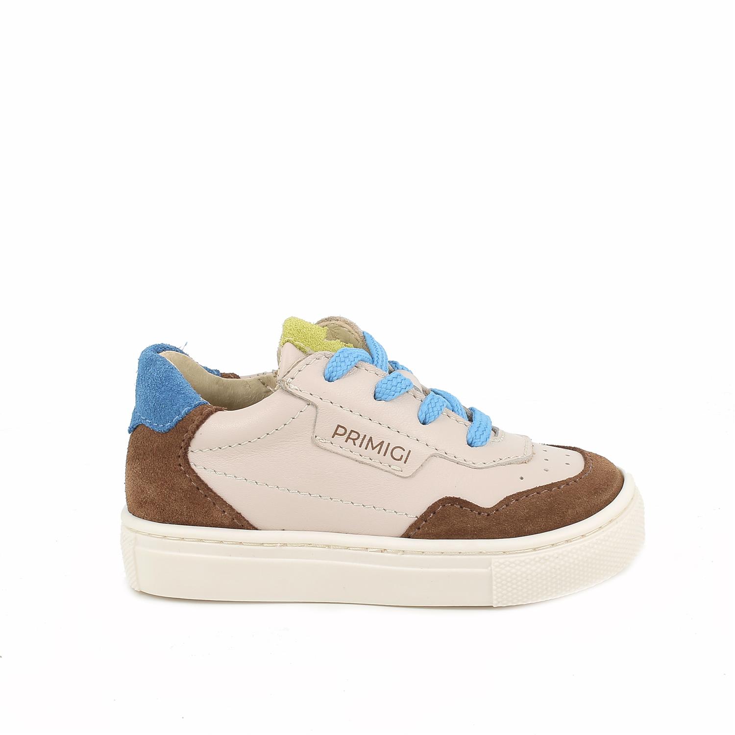 Sneakers for boys beige and brown with zip