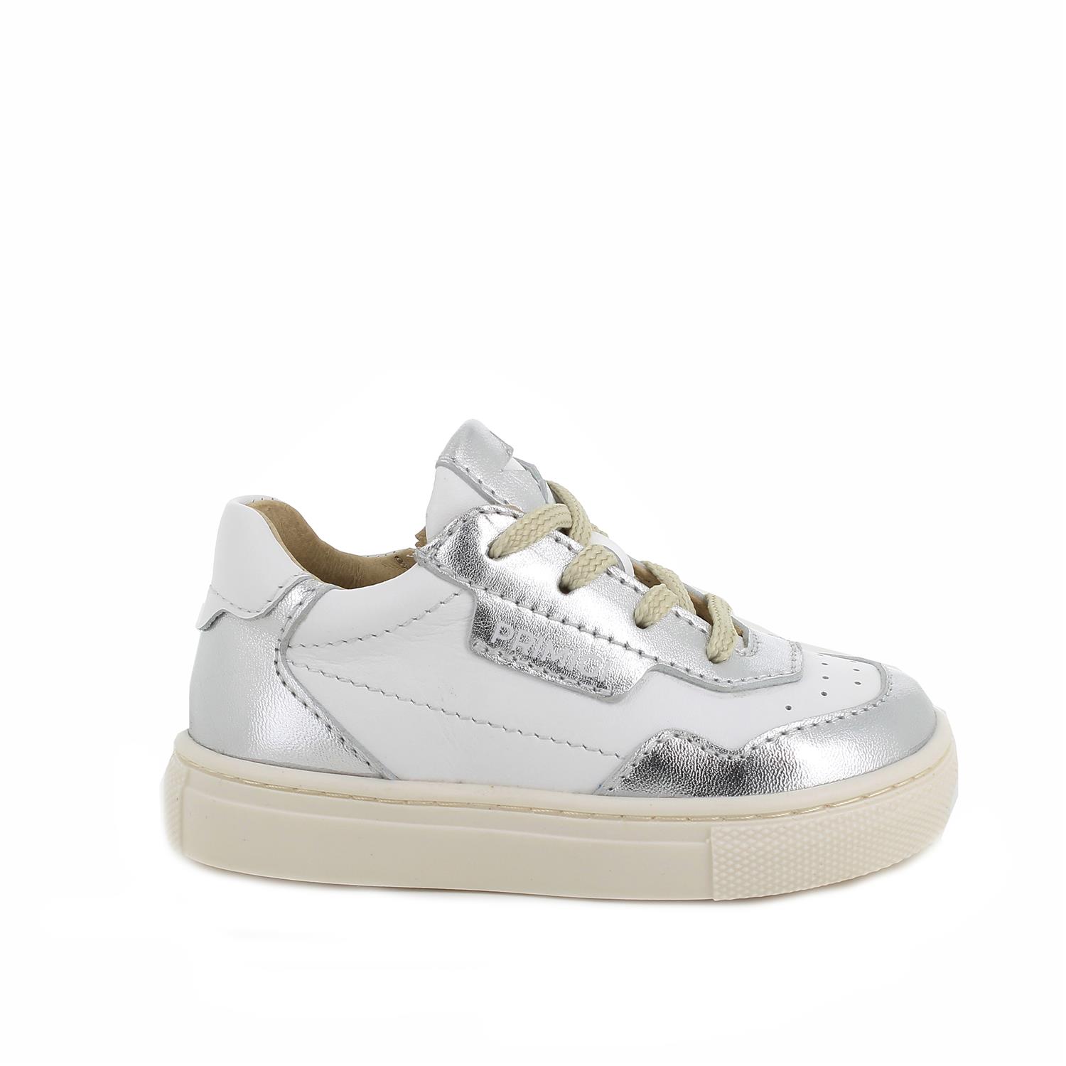 Sneakers for girls white and silver with zip