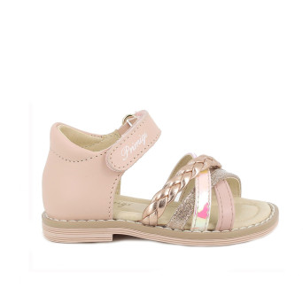 Sandalia para niña rosa y beige con velcro Sandalia para niña rosa y beige con velcro
