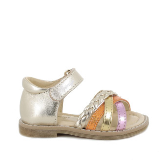 Sandalia para niña platino con velcro Sandalia para niña platino con velcro