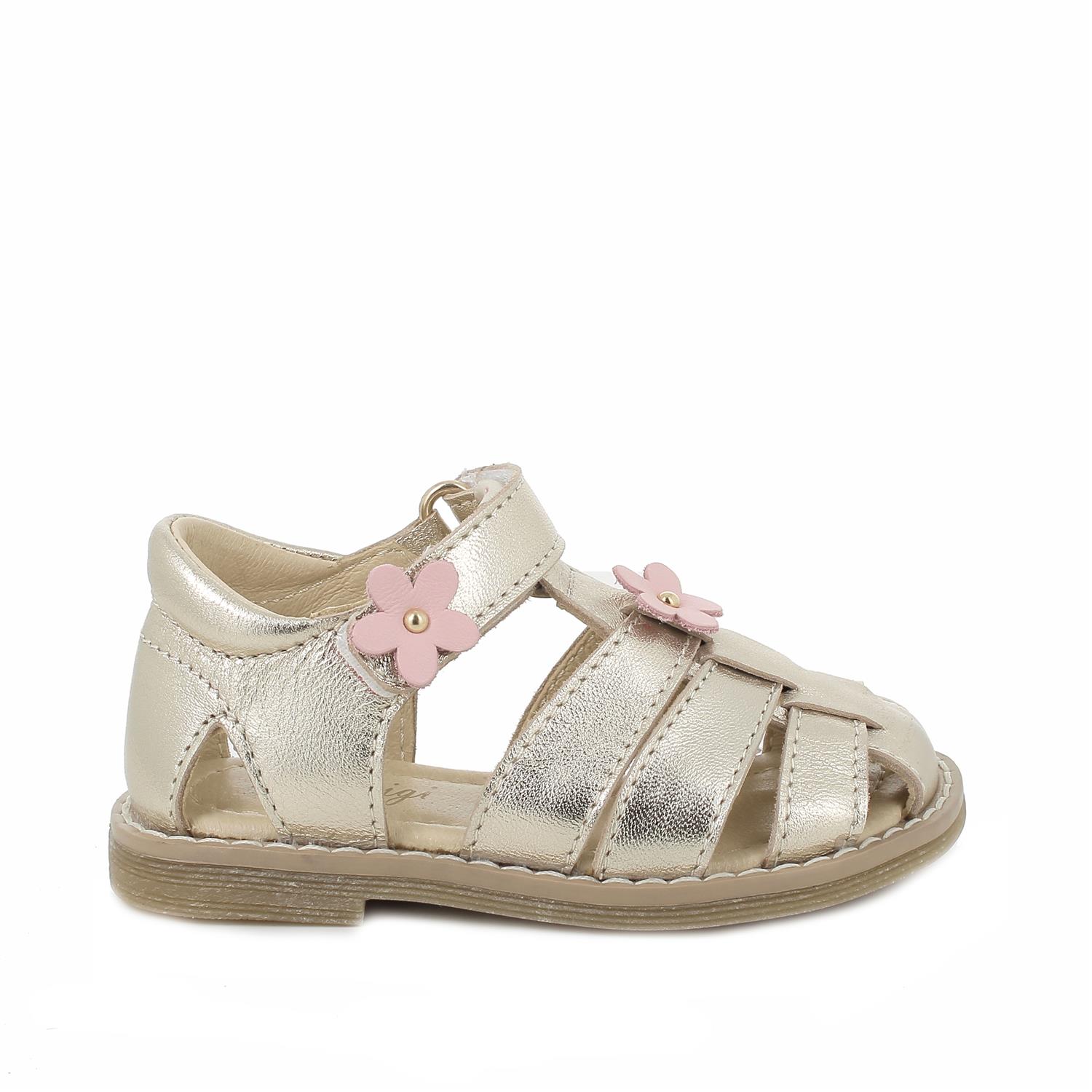 Sandali da bambina platino con strap