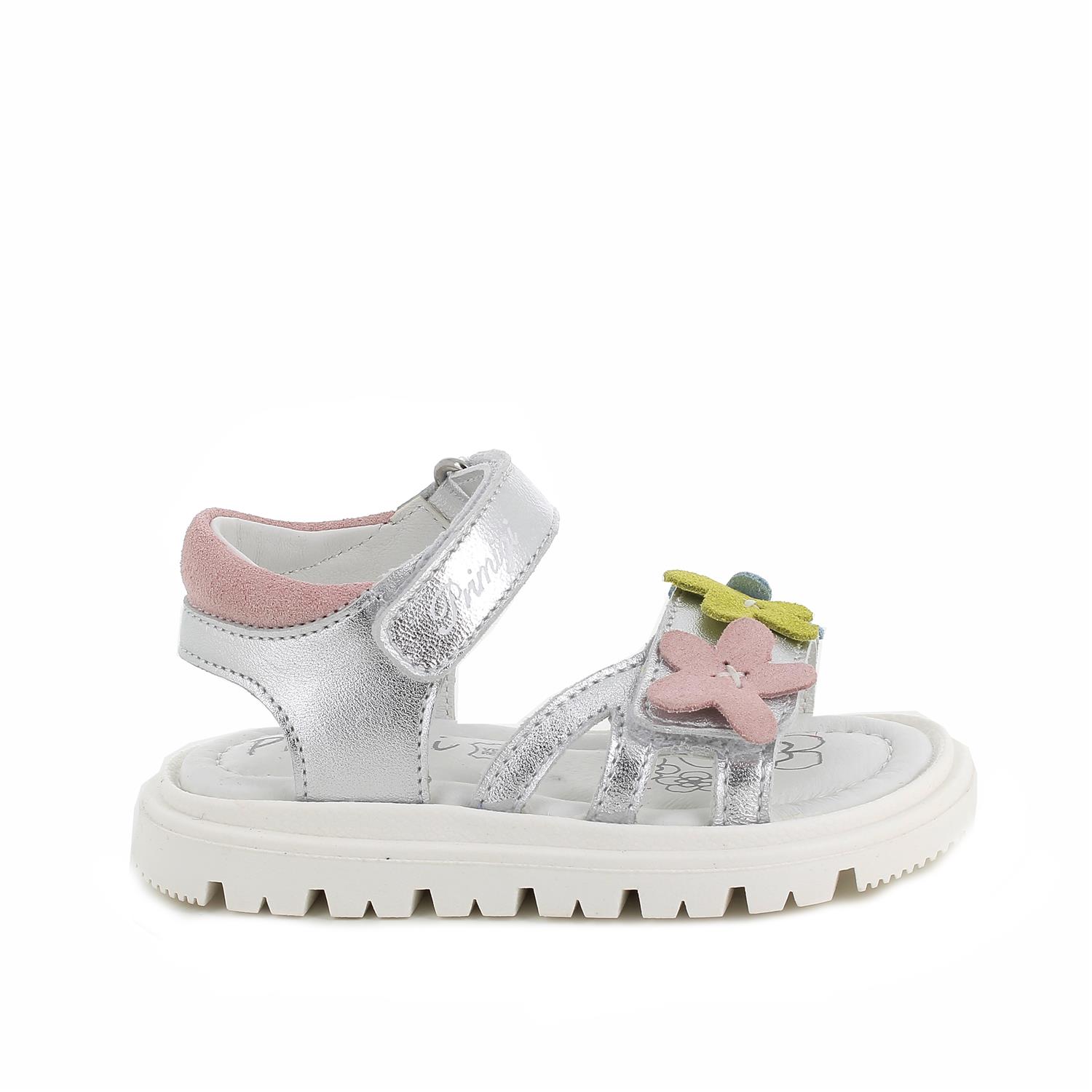 Sandals for girls silver with velcro