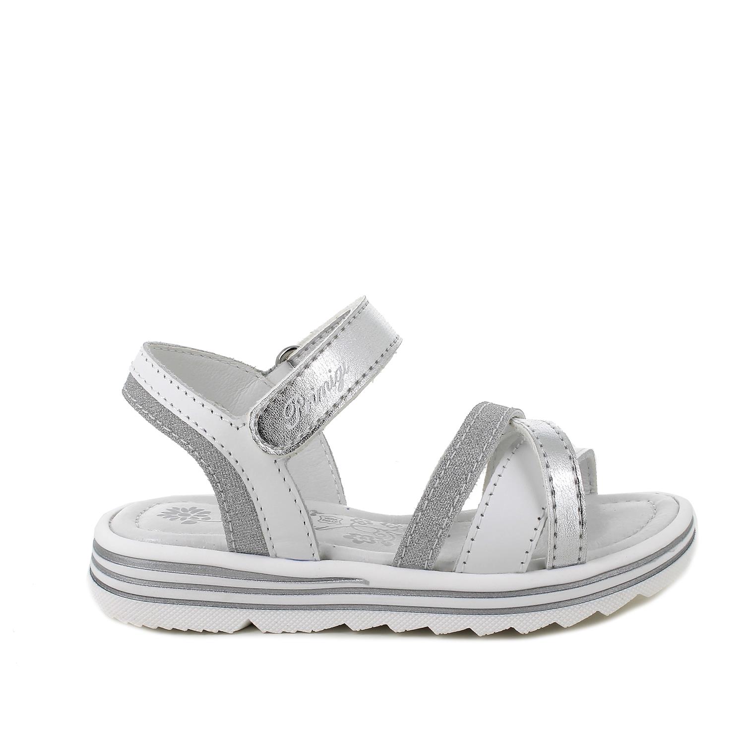 Sandale pour fille blanc et argent avec velcro