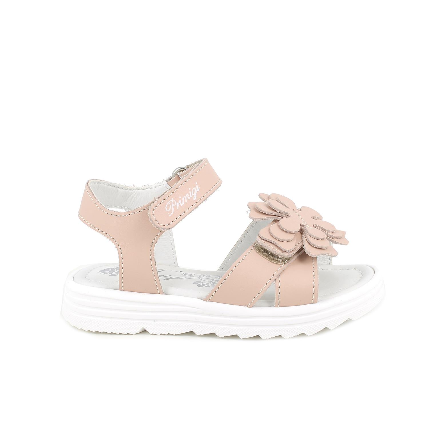 Sandalia para niña rosa y beige con velcro