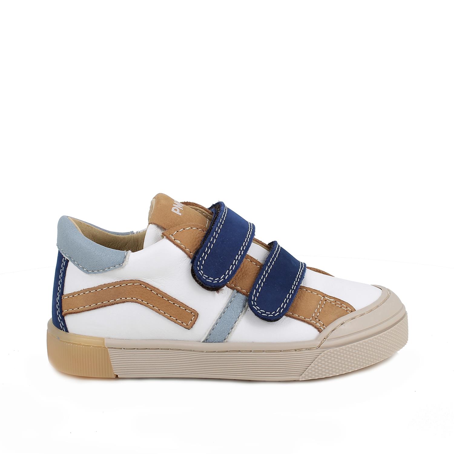 Sneaker pour garçon blanc et beige avec velcro