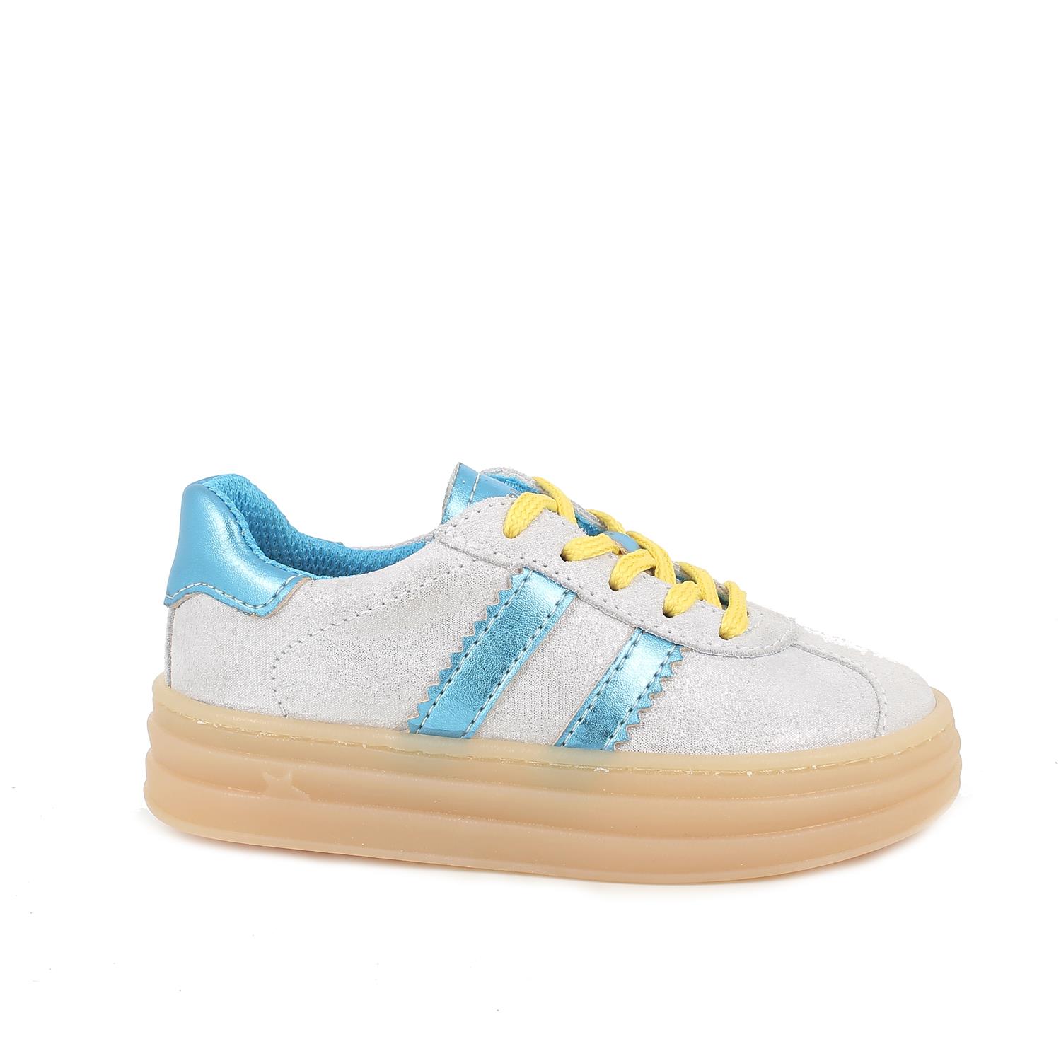 Кожаные кроссовки для девочек,серебряный