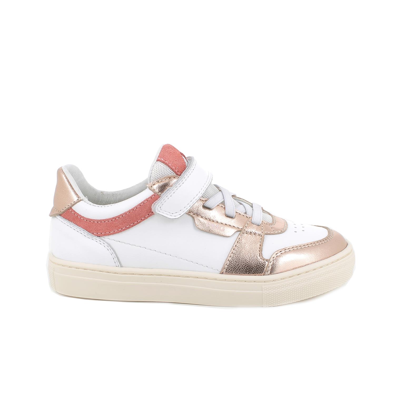 Sneakers for girls white and pink with velcro