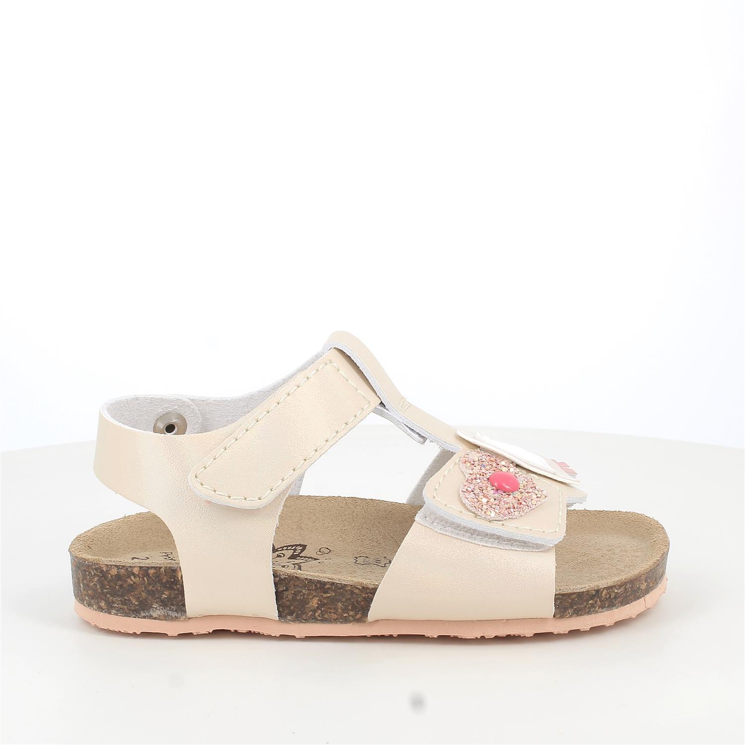 Sandals for girls beige with velcro