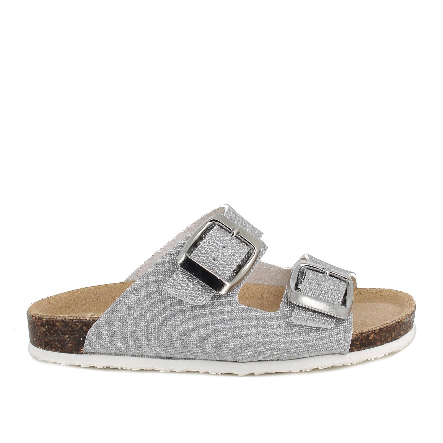 Sandali da bambina argento con fibbia