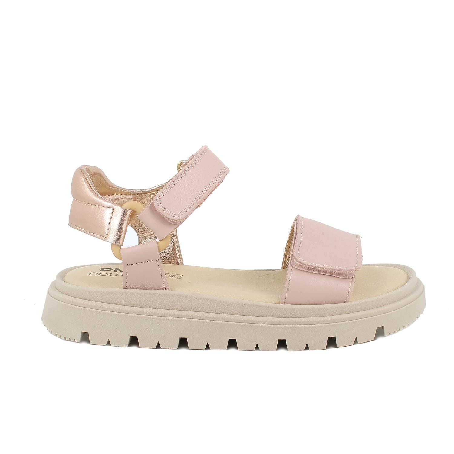 Кожаные сандалии для девочек,бежевый