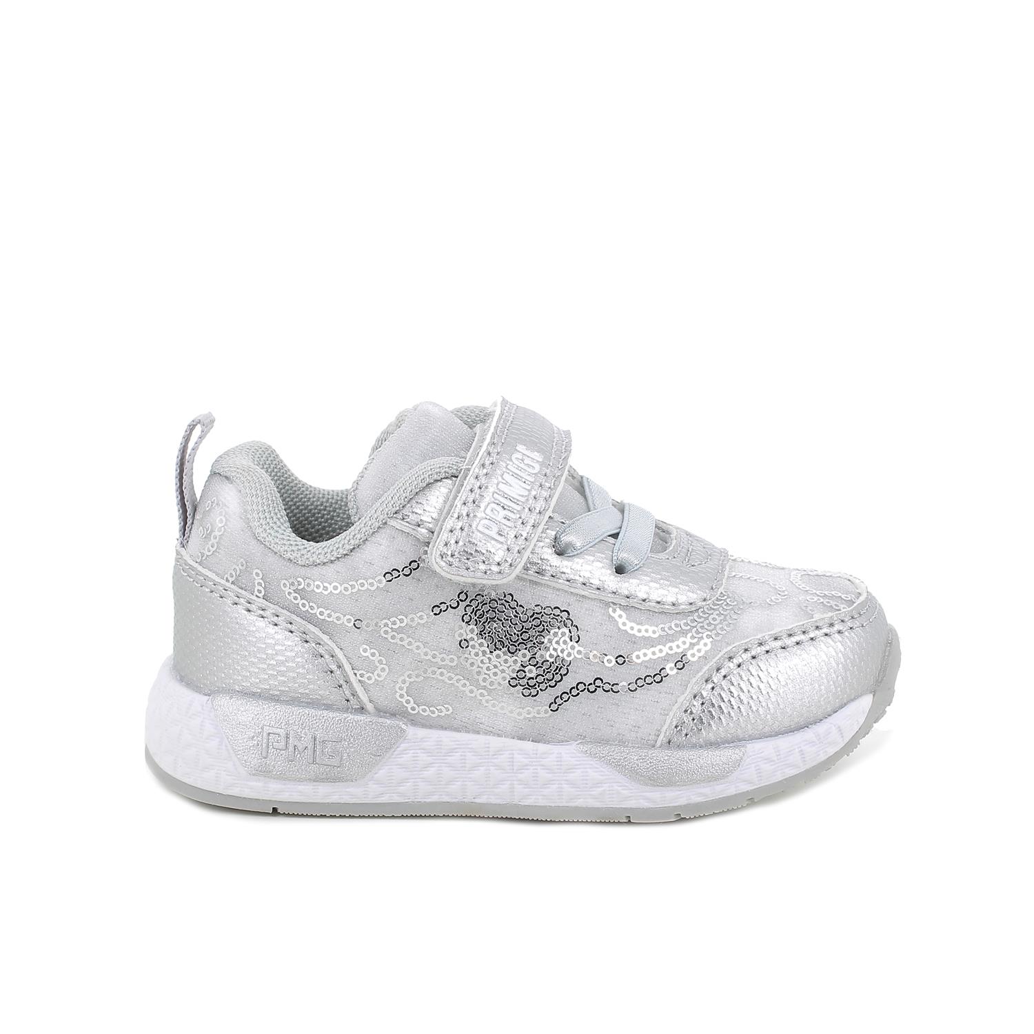 Sneakers for girls silver with velcro
