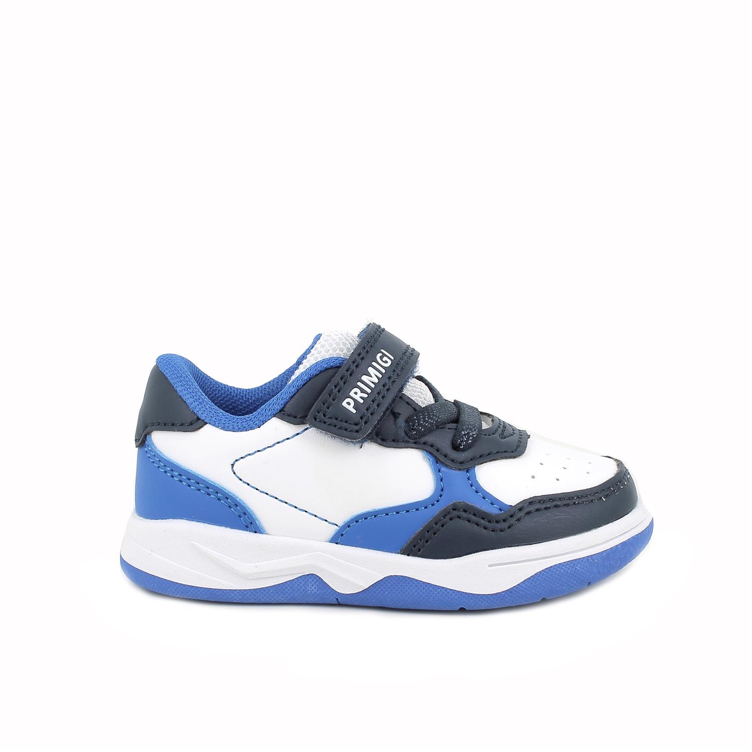 Sneakers for boys blue and white with velcro