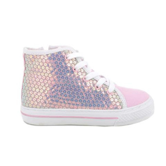 Sneakers for girls pink and silver with zip Sneakers for girls pink and silver with zip