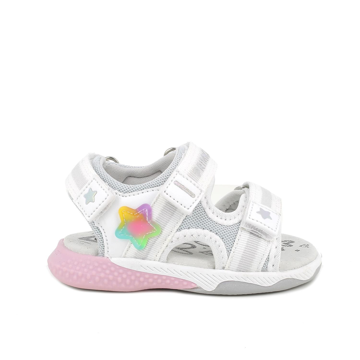 Sandali da bambina bianco e grigio con strap