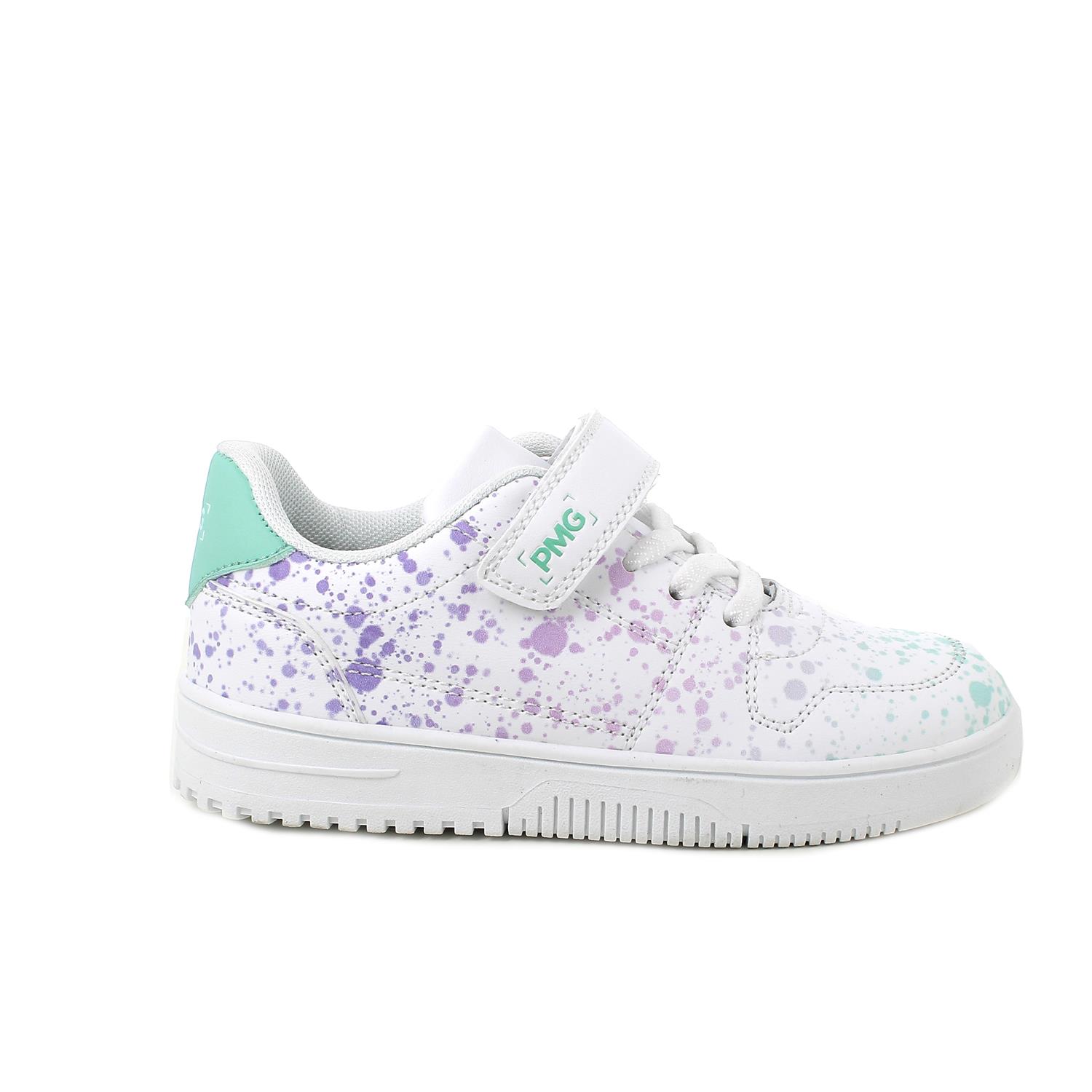 Sneaker pour fille blanc et vert avec velcro