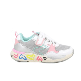 Deportivo para niña plata y blanco con velcro Deportivo para niña plata y blanco con velcro