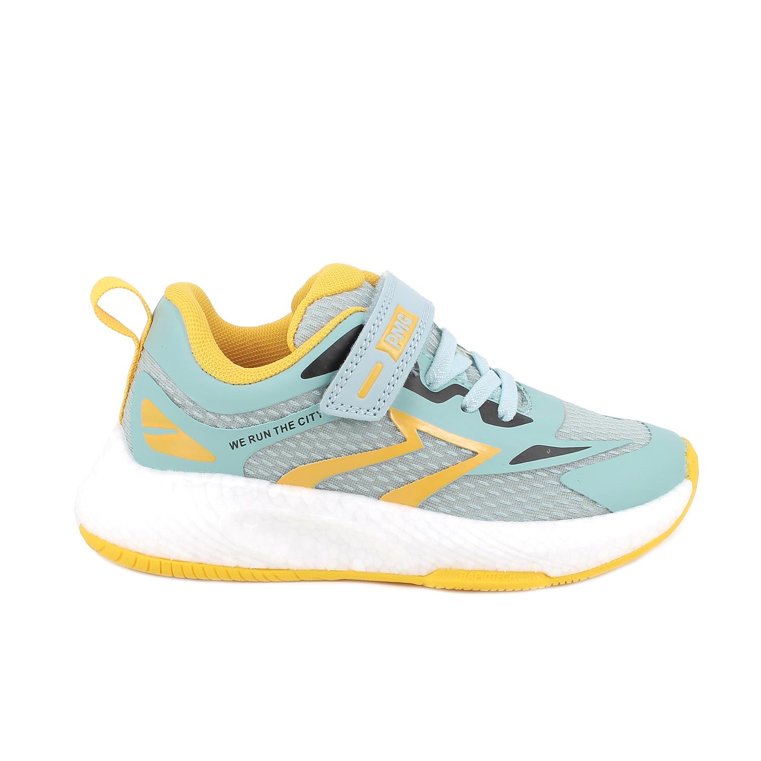 Sneakers for girls turquoise and green with velcro