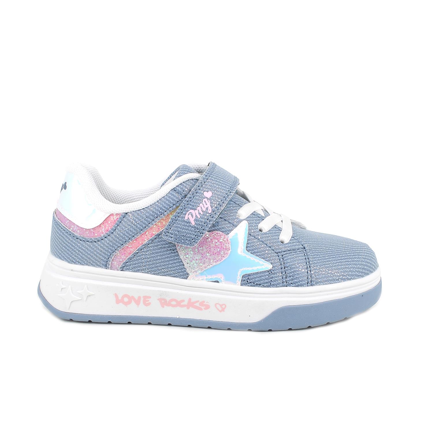 Sneakers for girls sky blue with velcro
