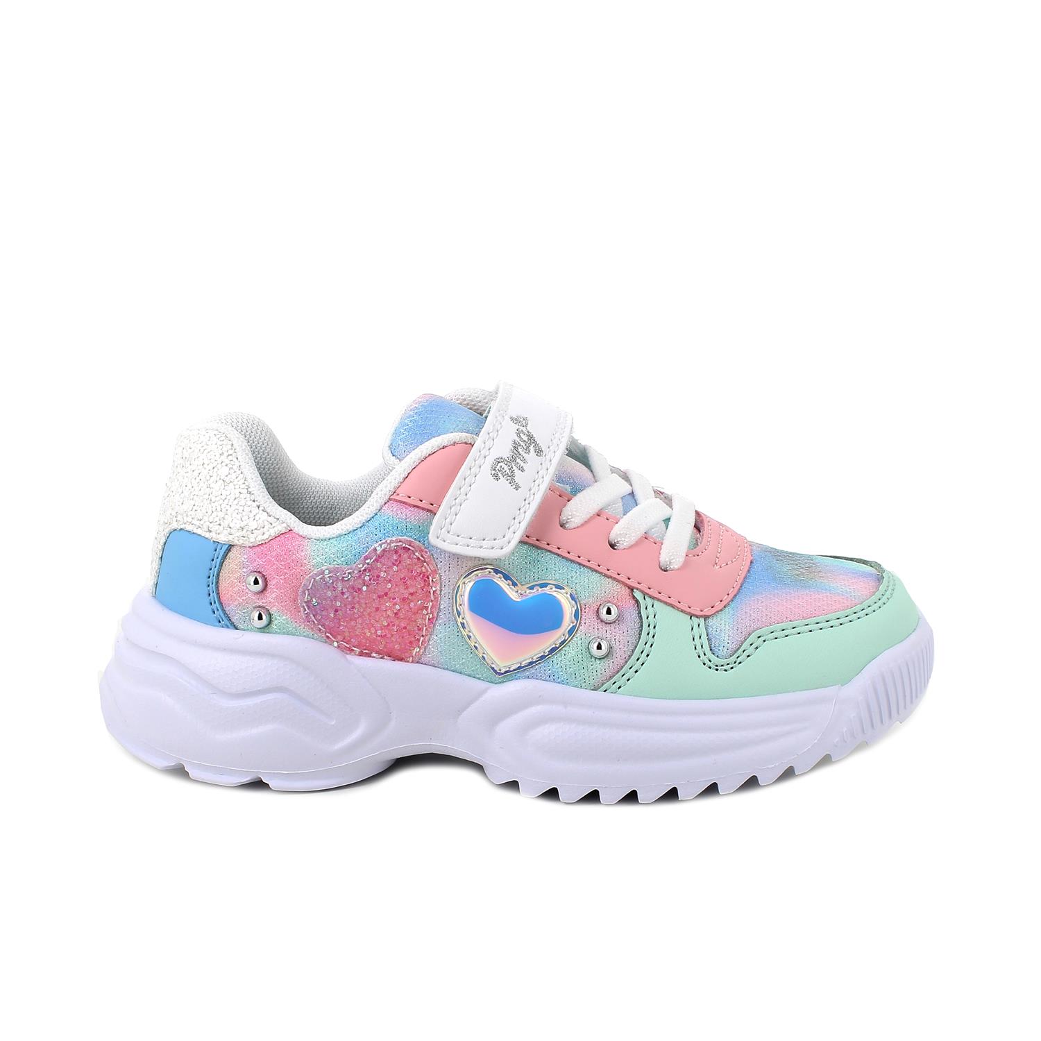 Deportivo para niña rosa y turquesa con velcro