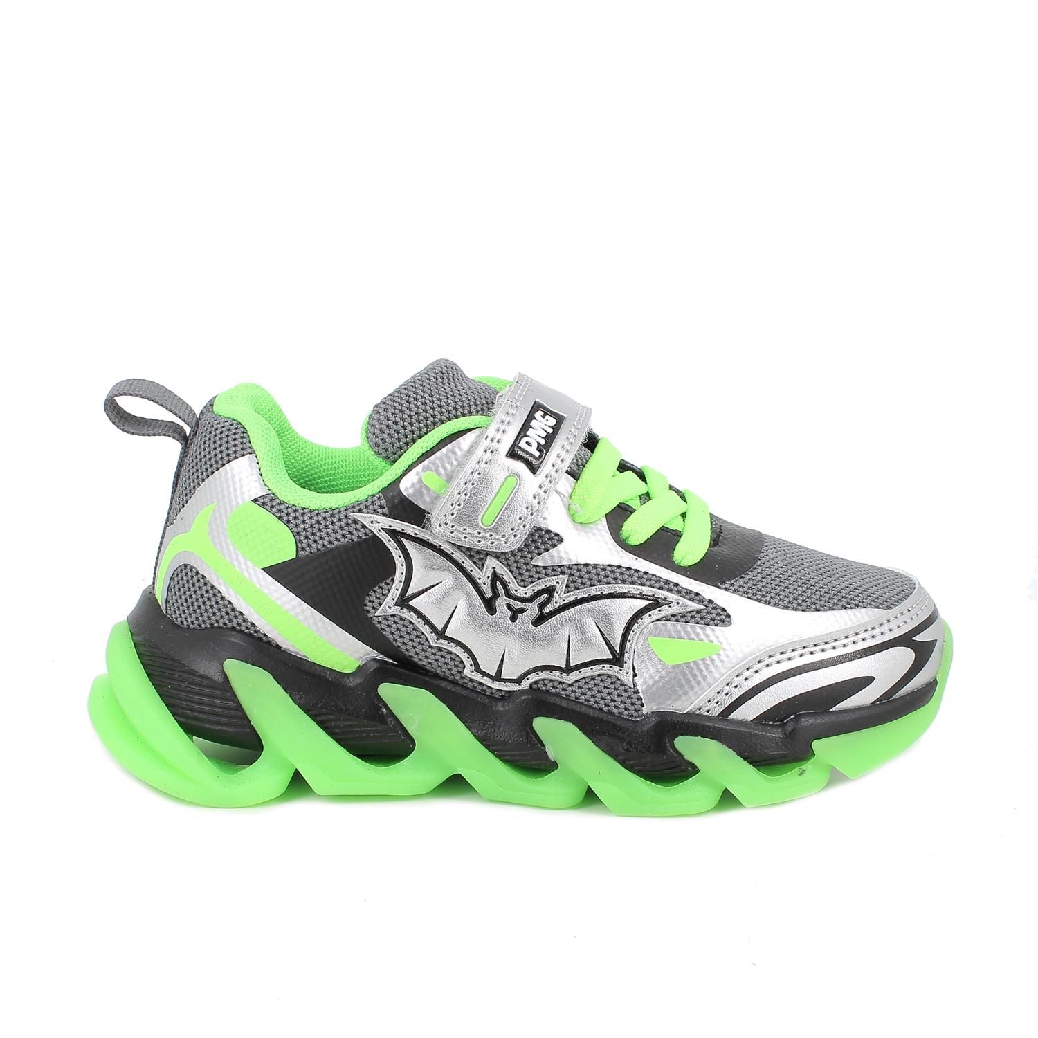 JUNGE SNEAKER GRAU UND GRUEN MIT VELCRO