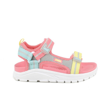 Sandale pour fille rose et jaune avec velcro Sandale pour fille rose et jaune avec velcro