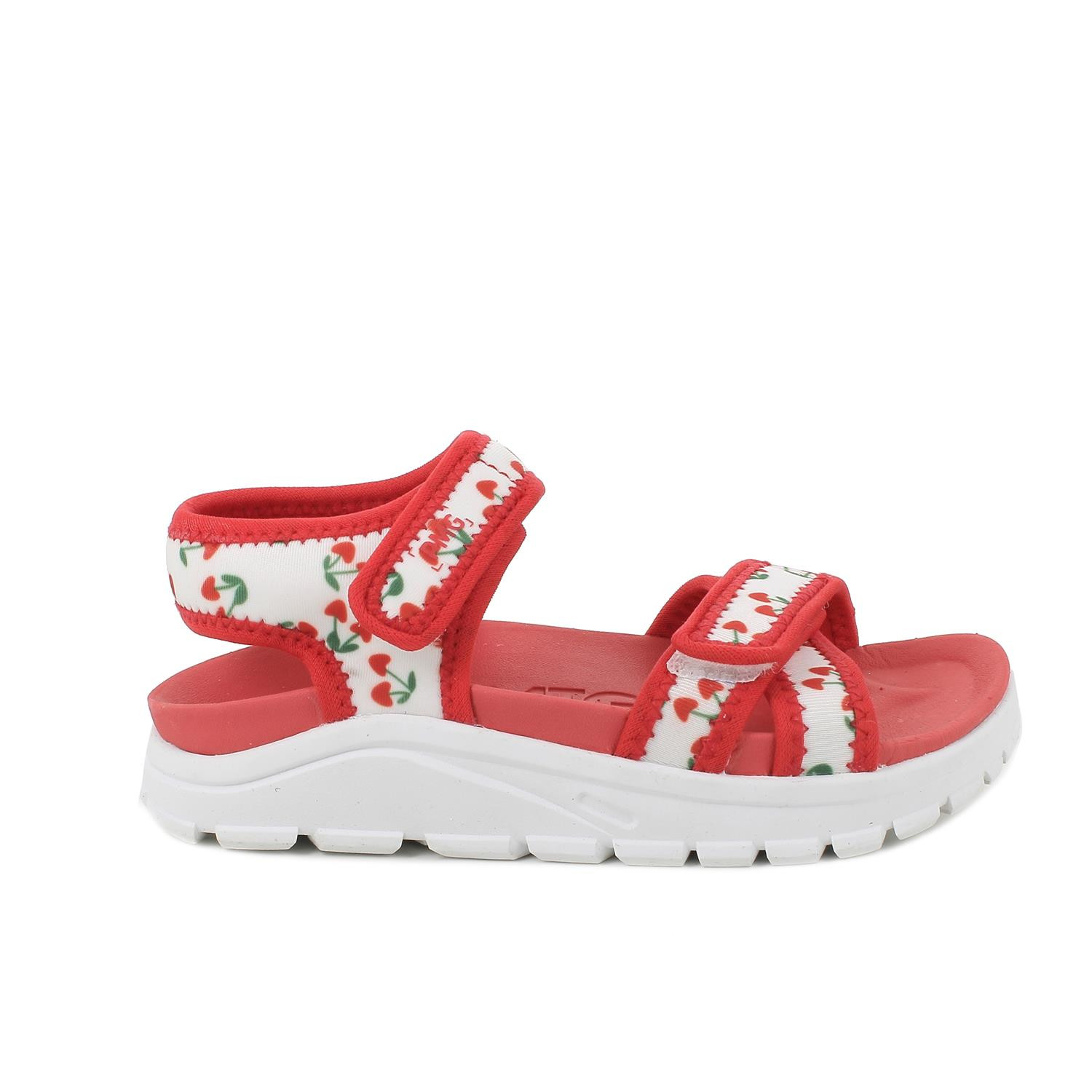 Sandals for girls red and white with velcro