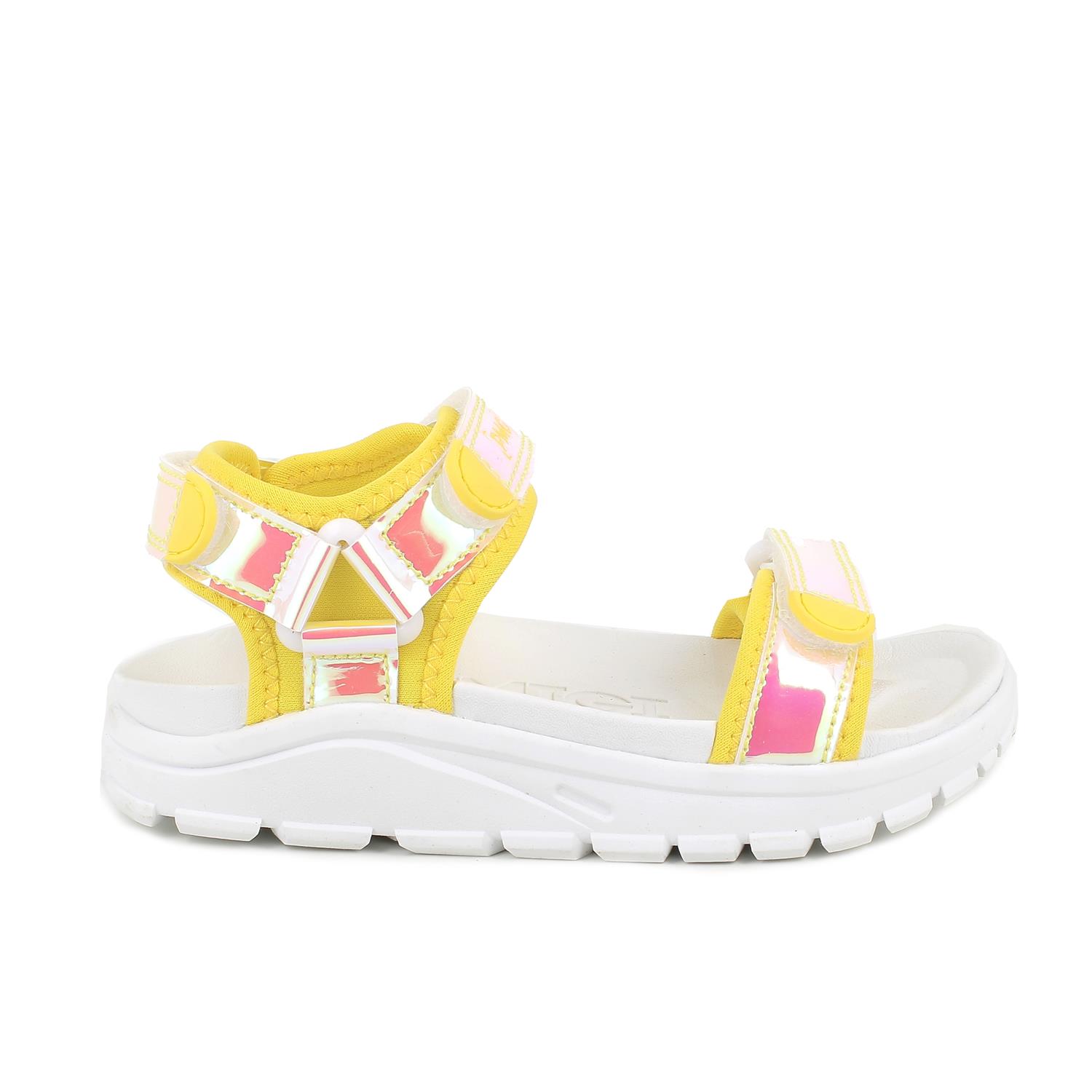 Sandalia para niña naranja y amarillo con velcro