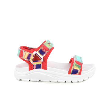 Sandale pour fille rouge et rose avec velcro Sandale pour fille rouge et rose avec velcro