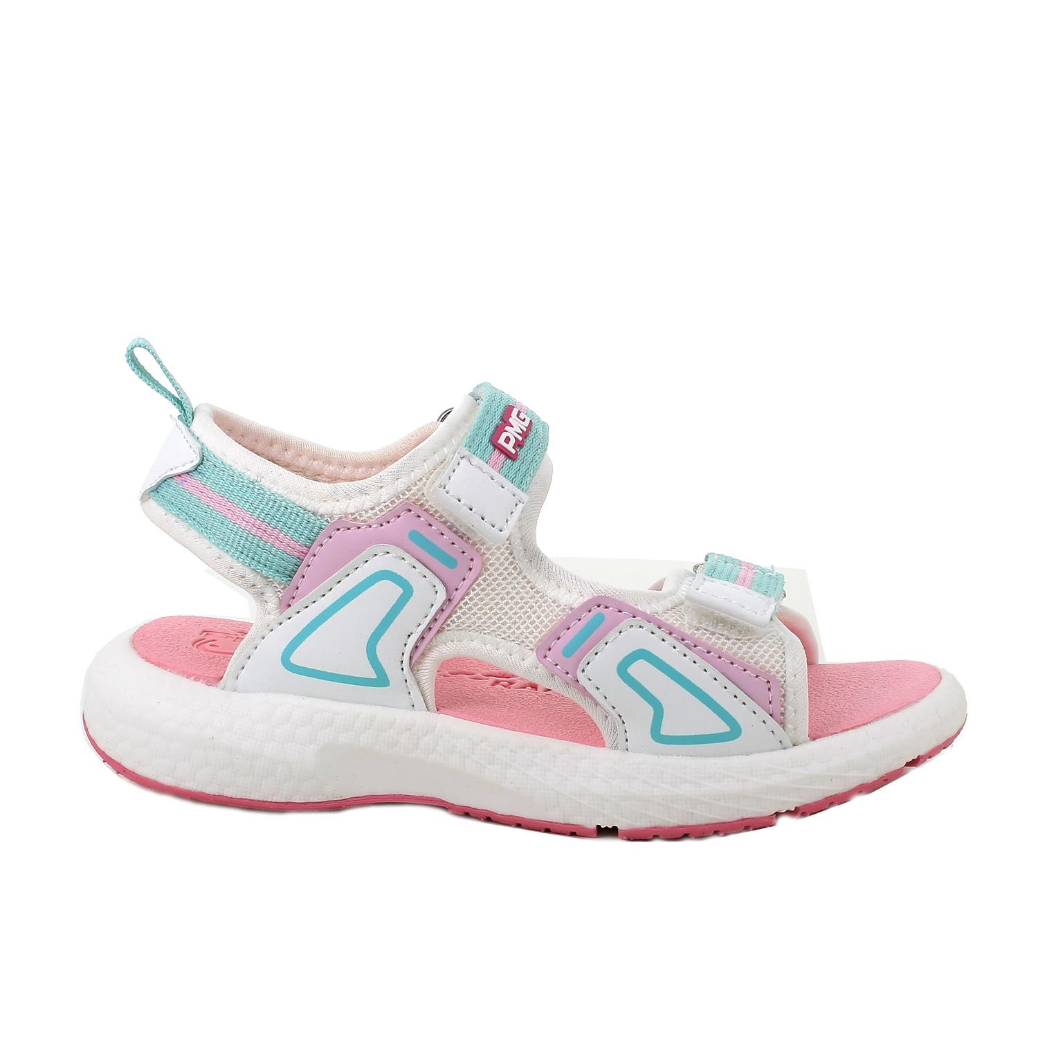 Sandali da bambina bianco e turchese con strap