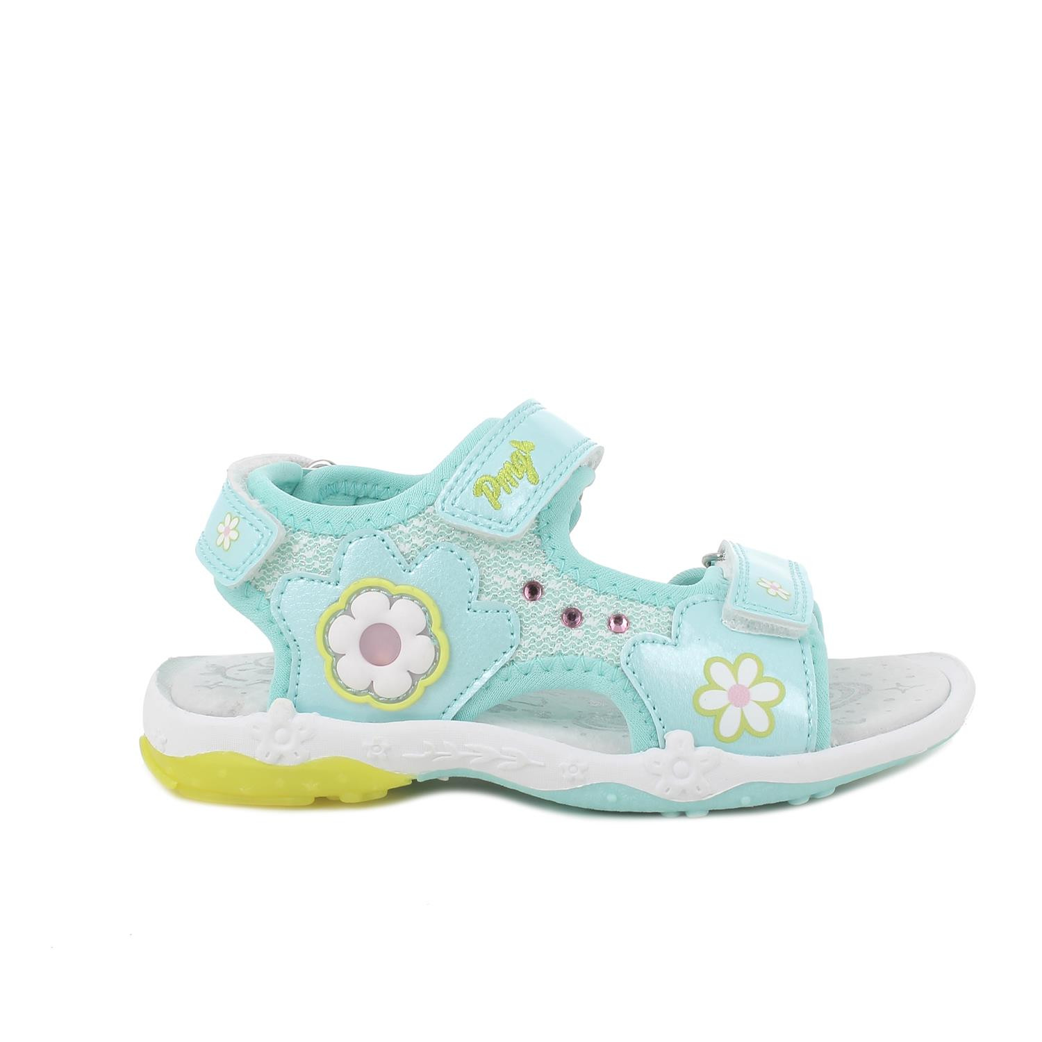 Sandals for girls turquoise and green with velcro