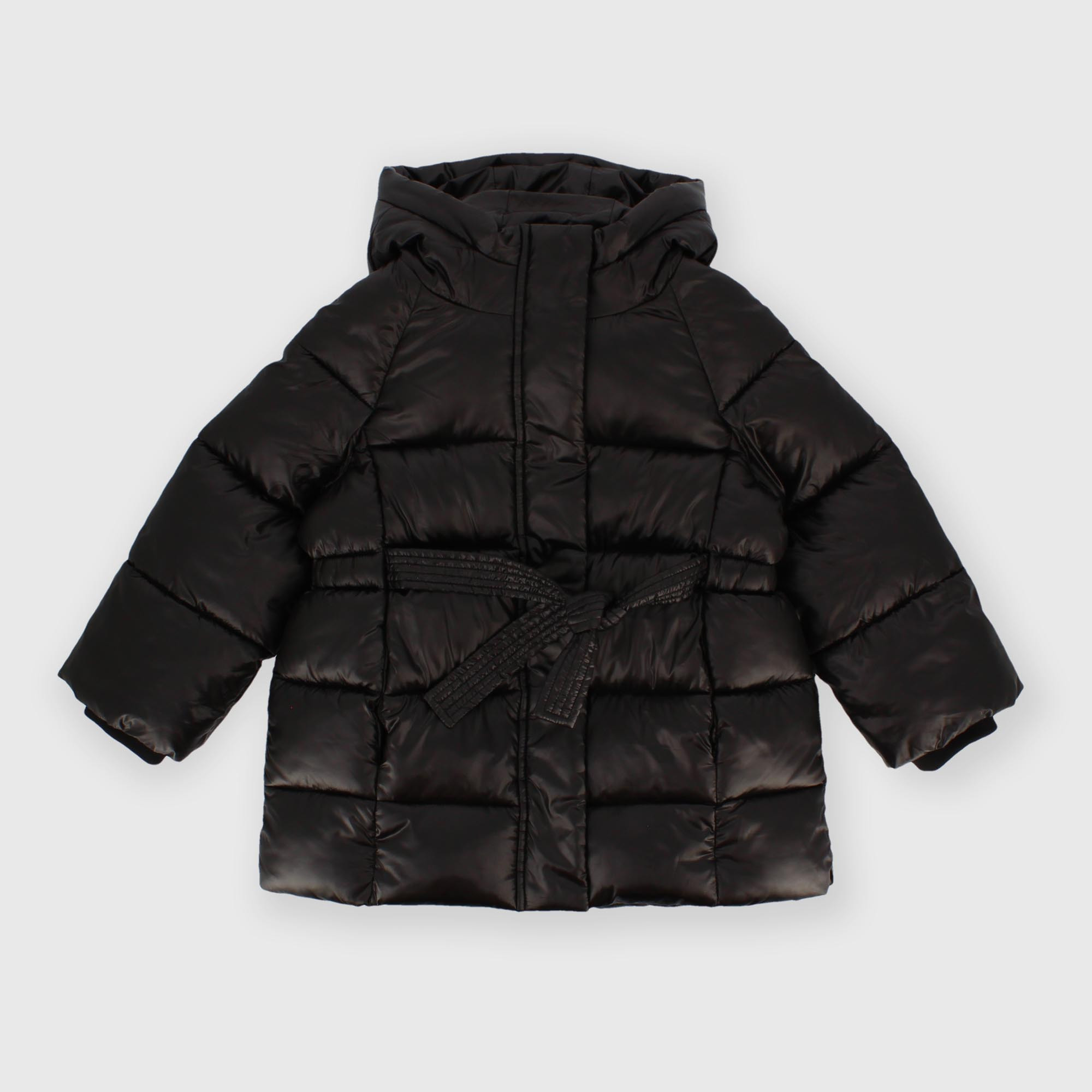 Giubbino con cappuccio in nylon da bambina nero