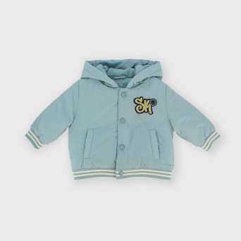 Jungen Blouson Mit Kapuze in Nylon Blau Jungen Blouson Mit Kapuze in Nylon Blau