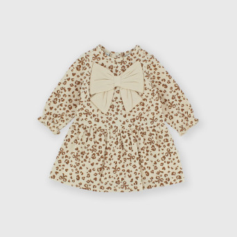 Vestito in felpa da bambina beige Vestito in felpa da bambina beige