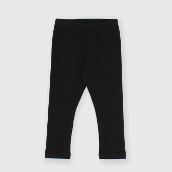 Leggings in costina da bambina nero Leggings in costina da bambina nero
