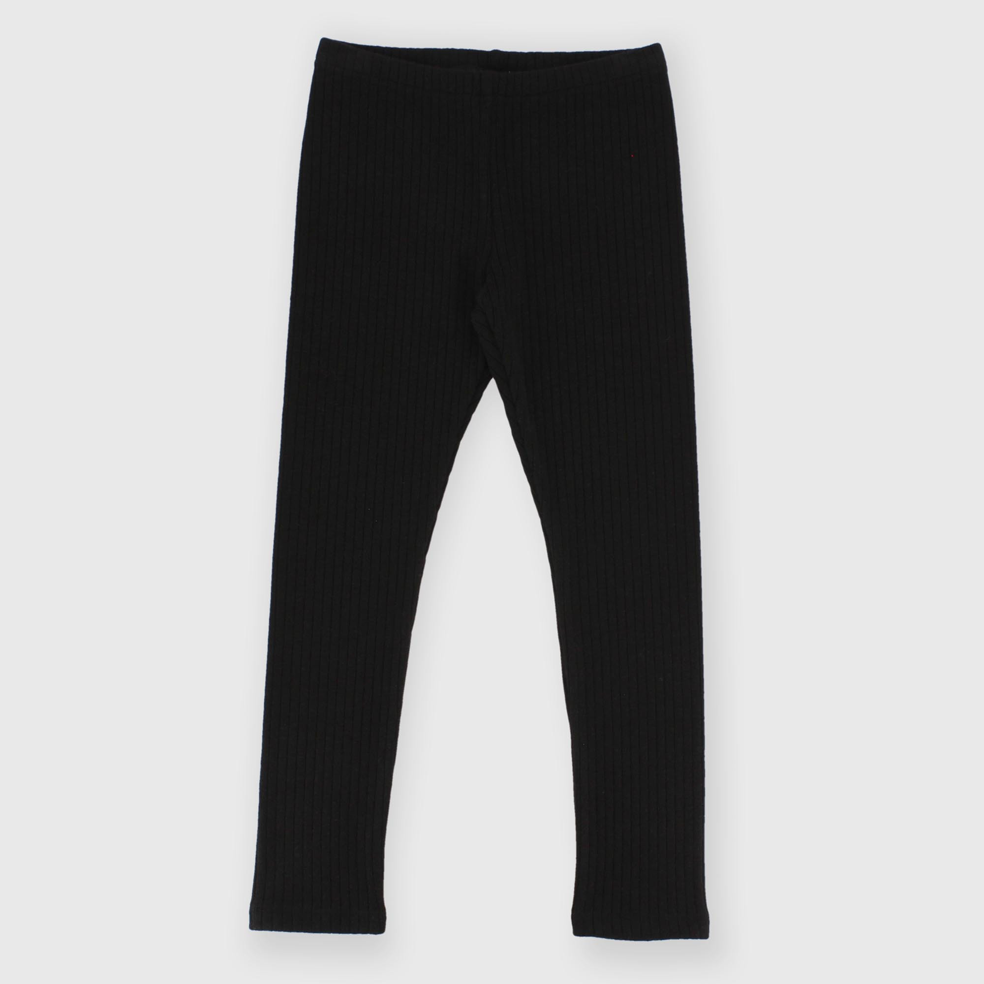 Mädchen Leggings in Feinripp Schwarz