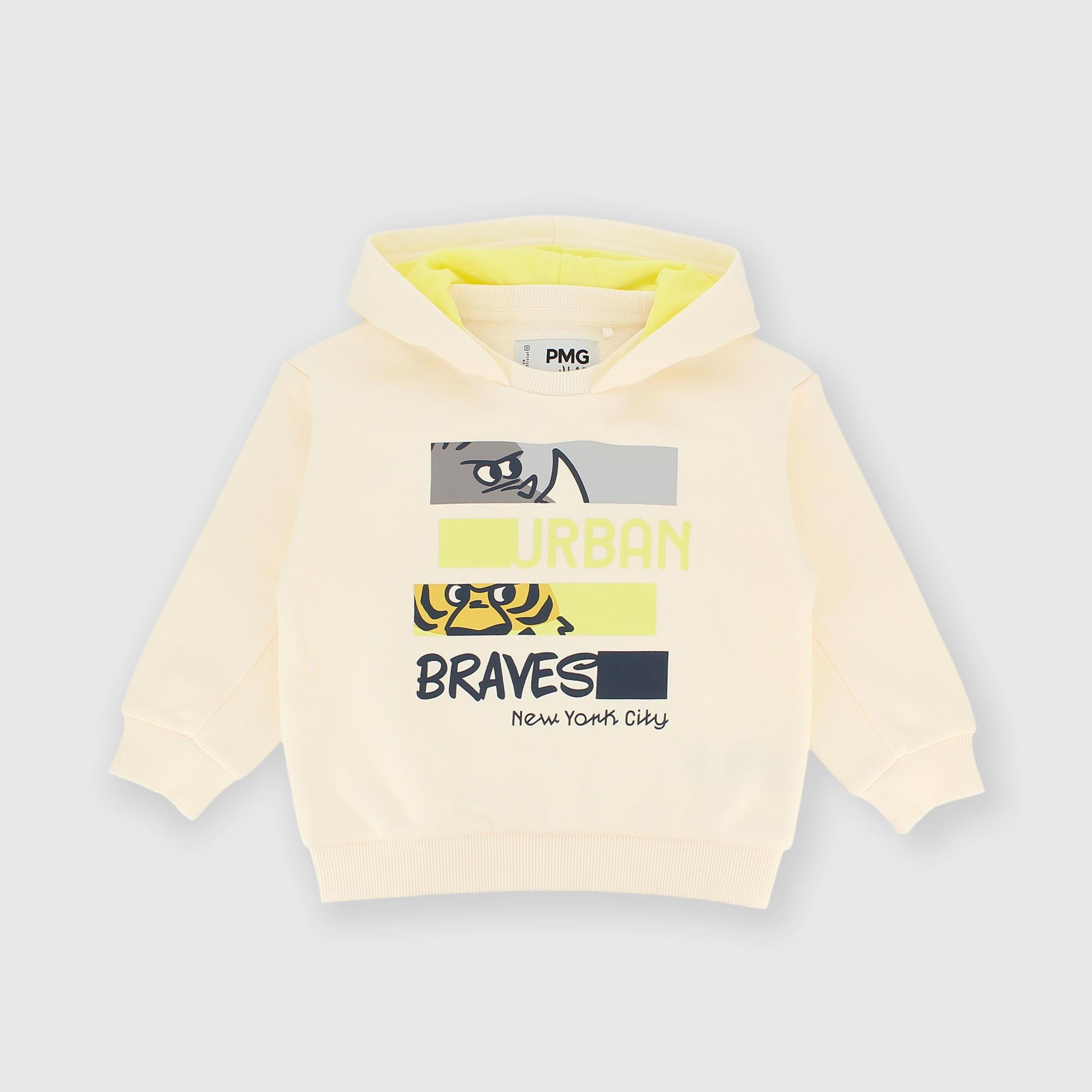 Maglia con cappuccio in felpa da bambino beige